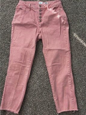 Women's High-Waist Button-Fly Rose Pink Jeans